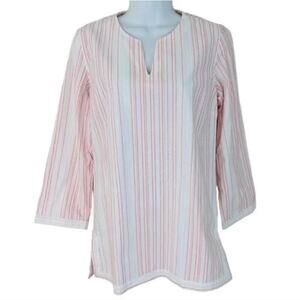 NWT UNTUCKit Women's Durfort Peach White V-Neck Tunic Top 16